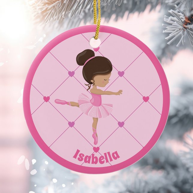 Cute Ballerina Rosa Personlig Girls jul Julgransprydnad Keramik (Skapare uppladdad)