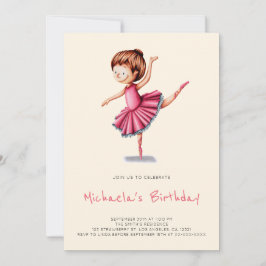 Cute Ballerina Rosa Tutu Dance Girl Birthday Inbjudningar