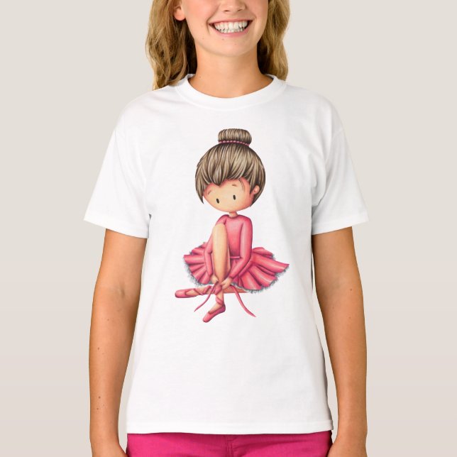 Cute Ballerina Rosa Tutu T Shirt (Framsida)