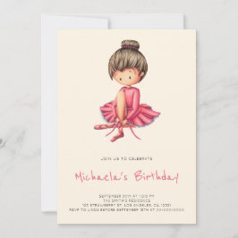 Cute Ballerina Rosa Tutu Tofflor Girl Birthday Inbjudningar