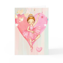 Cute Ballerina Stars och Heart Blank Note Card
