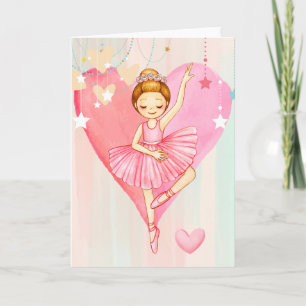 Cute Ballerina Stars och Heart Blank Note Card Kort