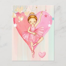 Cute Ballerina Stars och Heart Post Card Vykort
