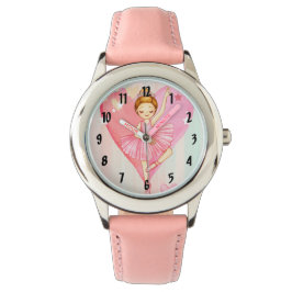 Cute Ballerina Stars och Hearts Girls Rosa Armbandsur