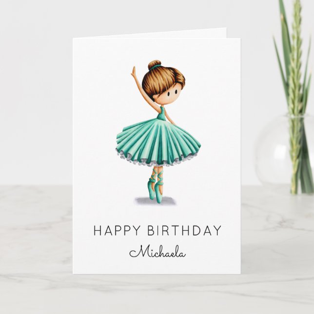 Cute Ballerina Turcos Tutu Girl Birthday Card Kort (Framsida)