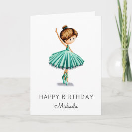 Cute Ballerina Turcos Tutu Girl Birthday Card Kort