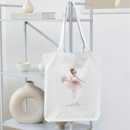 Cute Ballerina Whimsical Flickaktigt Namn Tygkasse
