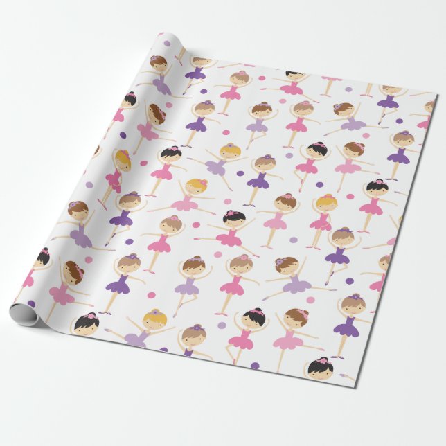 Cute Ballerina Wrapping Papper Presentpapper (Utrullad)