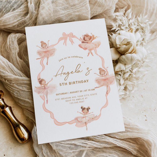 Cute Ballerinas Birthday bjudande Inbjudningar (Skapare uppladdad)