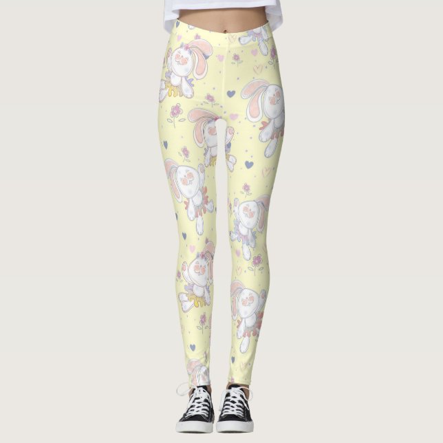 Cute Ballerinas Bunnies Leggings (Framsida)