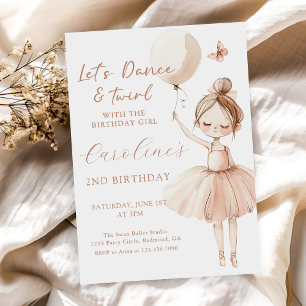 Cute Ballet Ballerina Birthday-inbjudan Inbjudningar