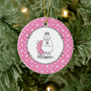 Cute Ballet Ballerina Princess Pudel Hund (vitt) Julgransprydnad Keramik