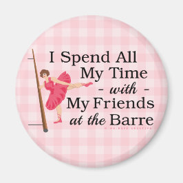 Cute Ballet Barre Funny Ballerina Dancer Gingham Magnet