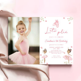 Cute Ballet Dancer Girls' Ballerina Birthday Photo Inbjudningar