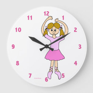 Cute Ballet Girl Stor Klocka