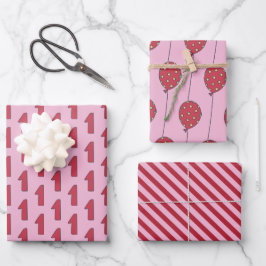 Cute Balloations - Rosa och röda barn 1:a födelsed