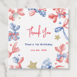 Cute Balloon Bow 4:e juli 1:a födelsedagen Party Gåvor Etiketter