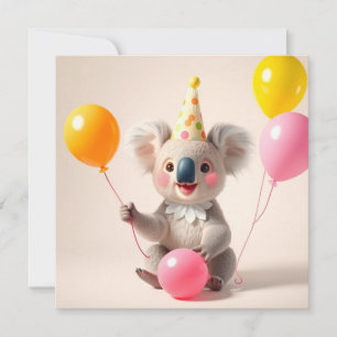 Cute balloon födelsedagskalkoala kort