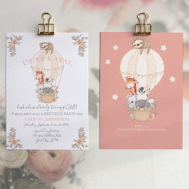 Cute Balloon Giraffe Sloth 1:a födelsedag Party Gi Inbjudningar