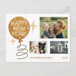 Cute Balloon Three Photos New Year Postcard Vykort