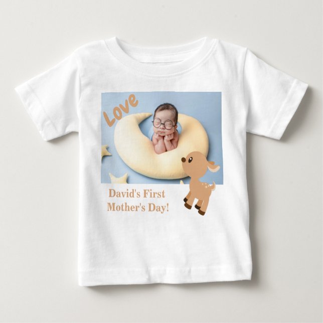 Cute Bambi Hjort Baby First Mors dag Photo T Shirt (Framsida)