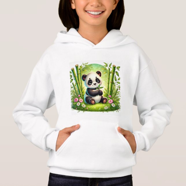 Cute Bamboo Forest Design - Adsible Panda Unge T Shirt (Framsida)
