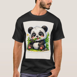 Cute Bamboo Munching Panda Sticker T Shirt