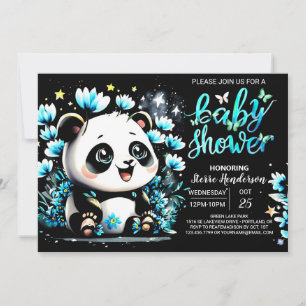Cute Bamboo Panda Äventyr Boy Shower Inbjudningar