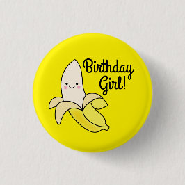 Cute Banana Barns födelsedag Kawaii Knapp