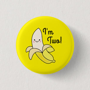 Cute Banana Barns födelsedag Kawaii Knapp