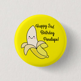 Cute Banana Barns födelsedag Kawaii Knapp