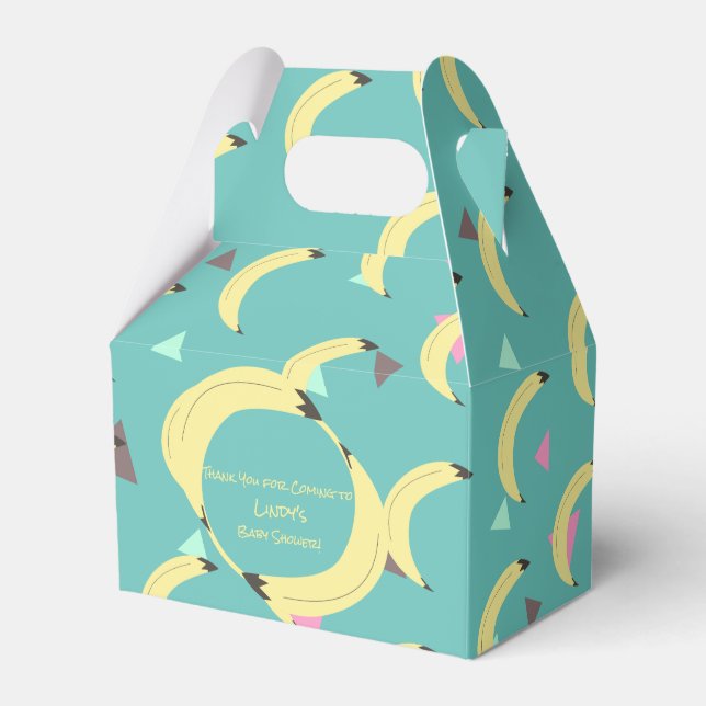 Cute Banana Bunch Teal Confetti Baby Shower Presentaskar (Framsidan Sidan)