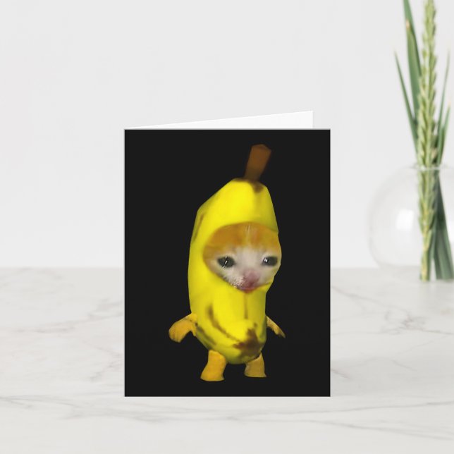 Cute Banana Cat Lycklig Bananacat Meme Kattunge Lo Kort (Framsida)