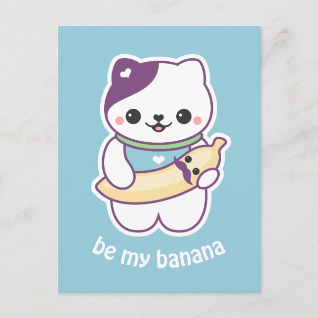 Cute Banana Cat Vykort (Framsida)