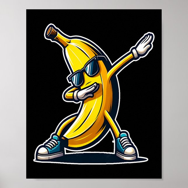 Cute Banana Dabbing Dancing Shirt Funny Kids Skriv Poster (Framsidan)