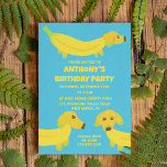 Cute Banana Dogs Custom Party Inbjudningar<br><div class="desc">Throw a bananas party with custom invitations featuring cute illustrations of dogs made out of bright yellow bananas. These invites in bright blue are ready to be customized with all of your party details in bold yellow lettering.</div>