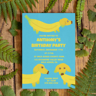 Cute Banana Dogs Custom Party Inbjudningar