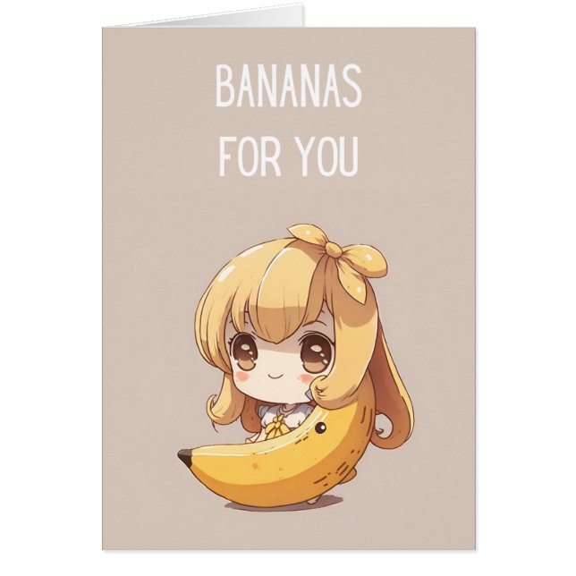 Cute Banana Girl Valentine Day Card Hälsningskort (Framsidan)