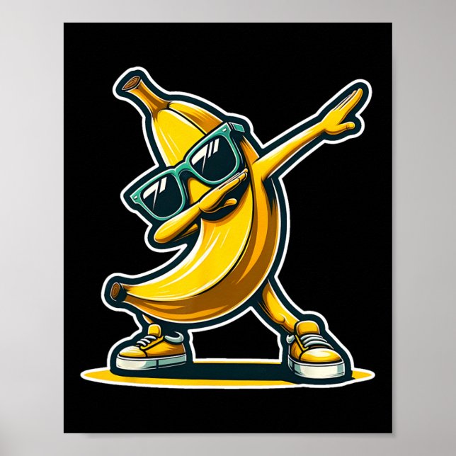 Cute Banana in Sungles Dancing Shirt Funny Kids Pr Poster (Framsidan)