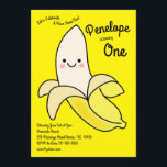 Cute Banana Kids 1:a födelsedagen Party Kawaii Inbjudningar<br><div class="desc">Det här hemska modet färglöst söt banansommar födelsedagsfest inbjudan är perfekt för ett barn 1:a födelsedag firande! Anpassa texten för att göra den till en egen. Det moderna utseendet och känslan är perfekten för att fira din lilla kärlek söta kawaii-tecknader och frukt på deras första födelsedag! Perfekt för små pojkar...</div>