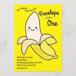Cute Banana Kids 1:a födelsedagen Party Kawaii Inbjudningar