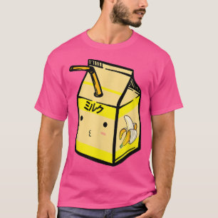 Cute Banana Mjölk Shake Kawaii Japanska Anime Fläk T Shirt