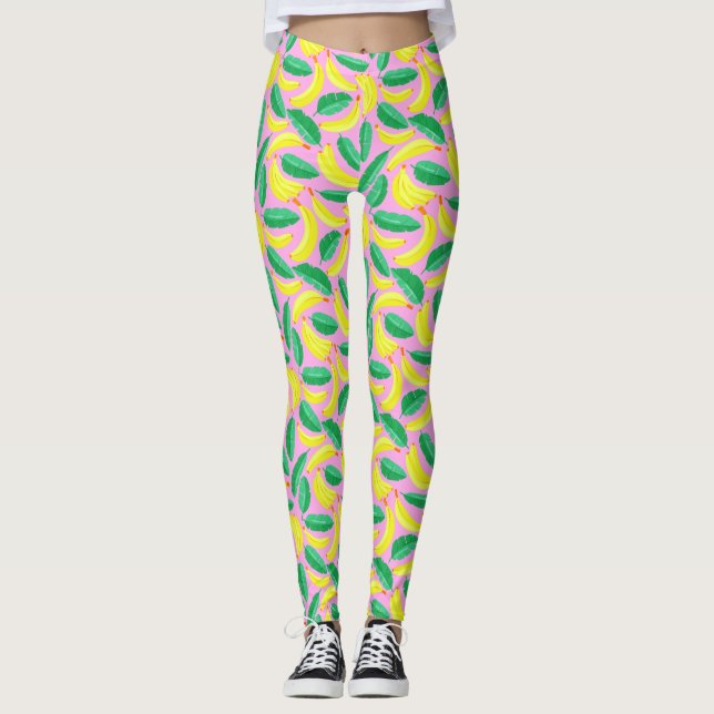 Cute Banana Mönster Leggings (Framsida)