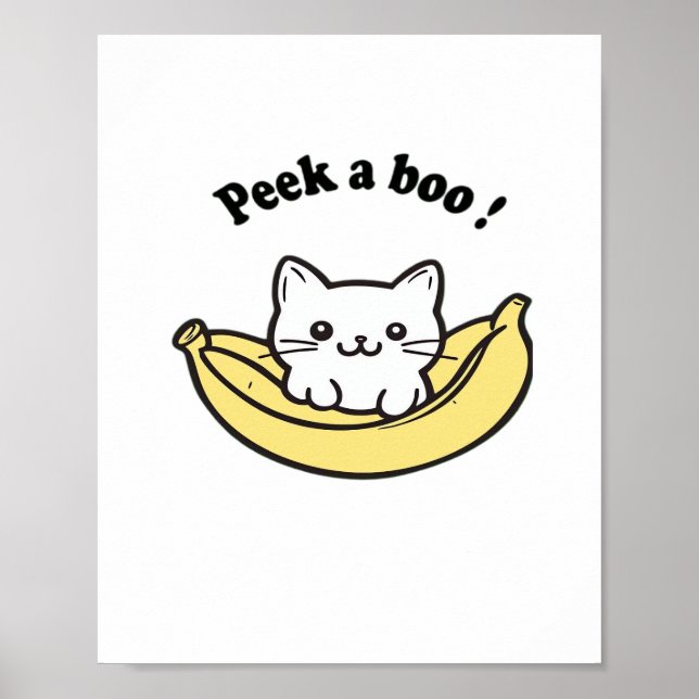 Cute, Banana, Peekaboo!, Japan, Kitten Poster (Framsidan)