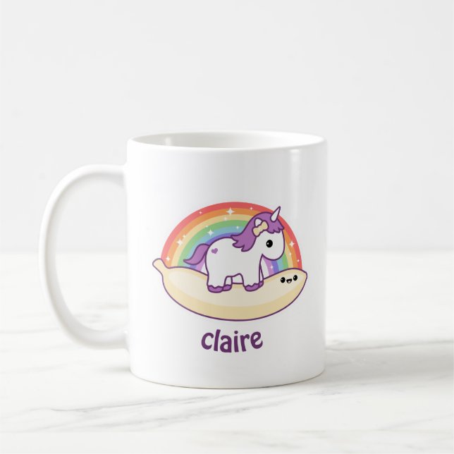 Cute Banana Unicorn Kaffemugg (Vänster)