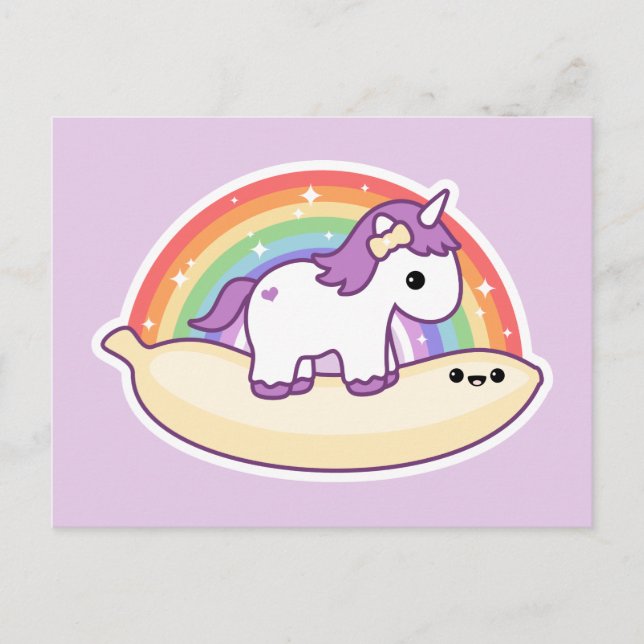 Cute Banana Unicorn Vykort (Framsida)