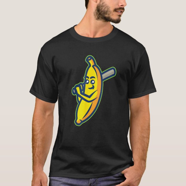 Cute Bananas Holding Baseball Bat For Baseball T Shirt (Framsida)