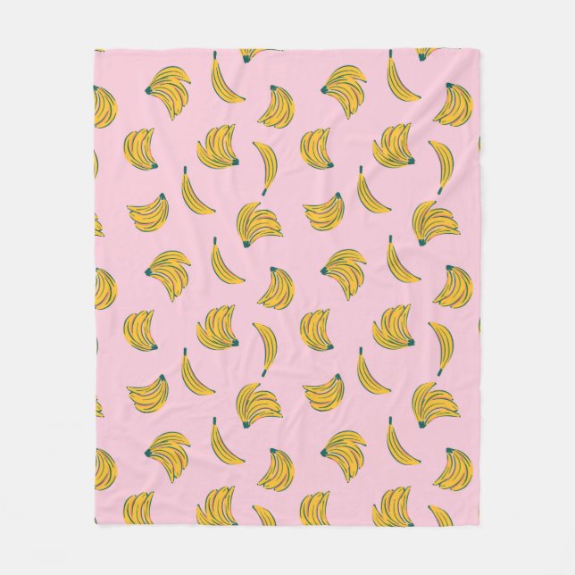 Cute-bananer i rosa fleecefilt (Framsidan)