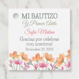 Cute Baptism och första födelsedag vattenfärgsblom Gåvor Etiketter