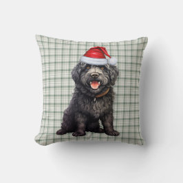 Cute Barbet Hund Grönt Play God Helgdag Kudde